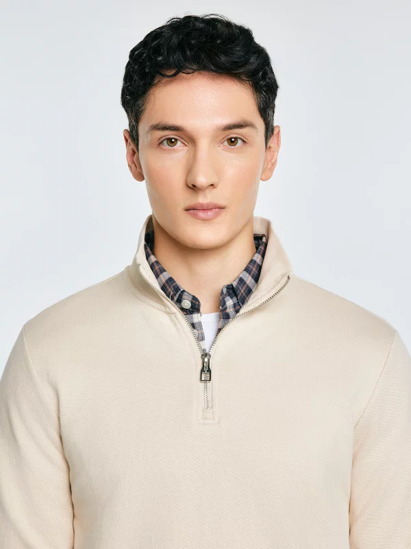 Bluza męska ze stójką kremowa Salih 103