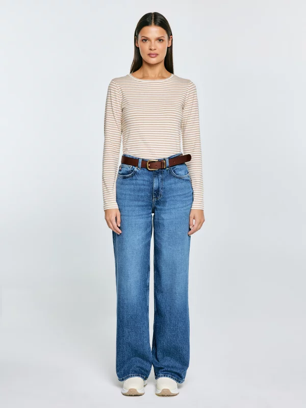 Bluzka damska w paski kremowa Vensa 103