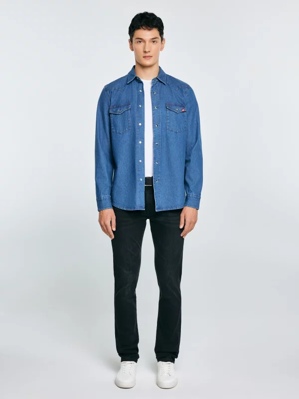 Koszula męska jeansowa niebieska Western 121