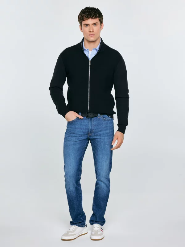 Sweter męski rozpinany ze stójką czarny Anton 906