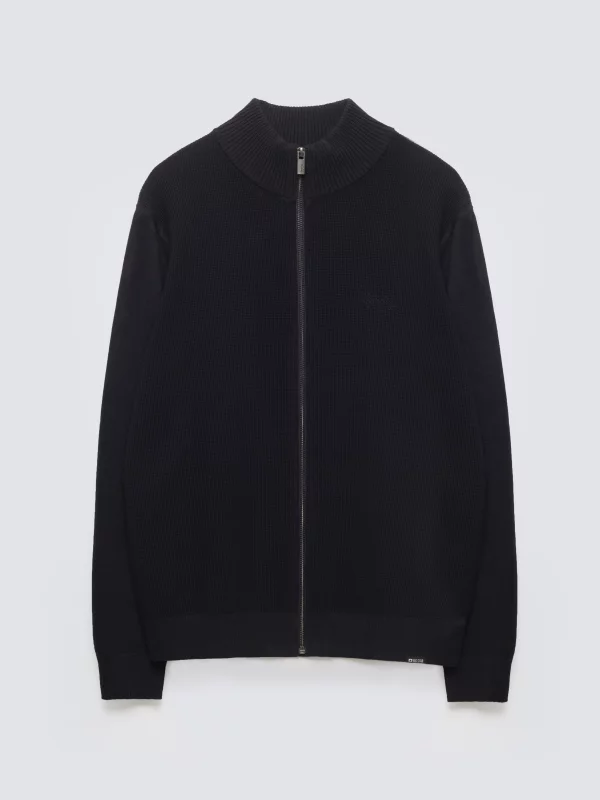 Sweter męski rozpinany ze stójką czarny Anton 906