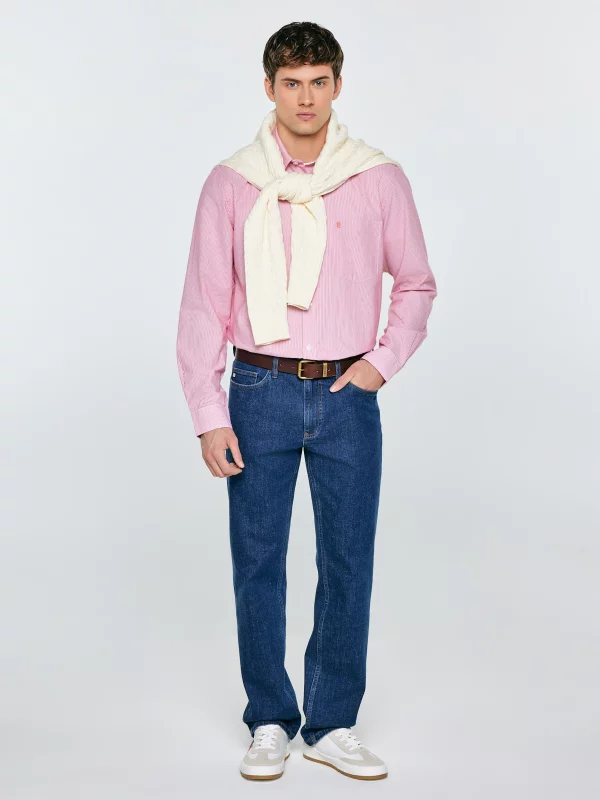 Koszula męska w prążek czerwona Cosiser 603