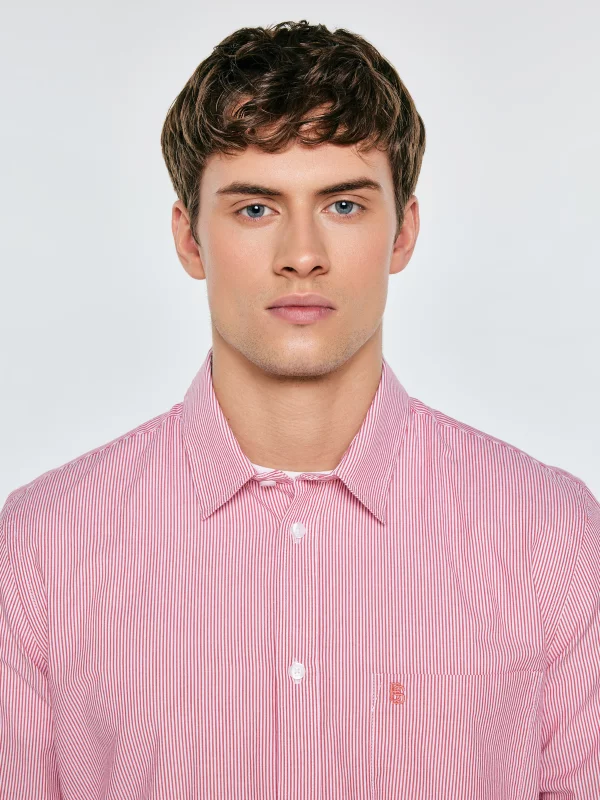 Koszula męska w prążek czerwona Cosiser 603