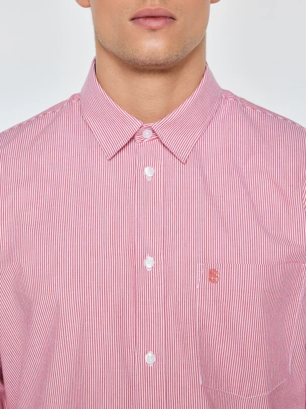 Koszula męska w prążek czerwona Cosiser 603