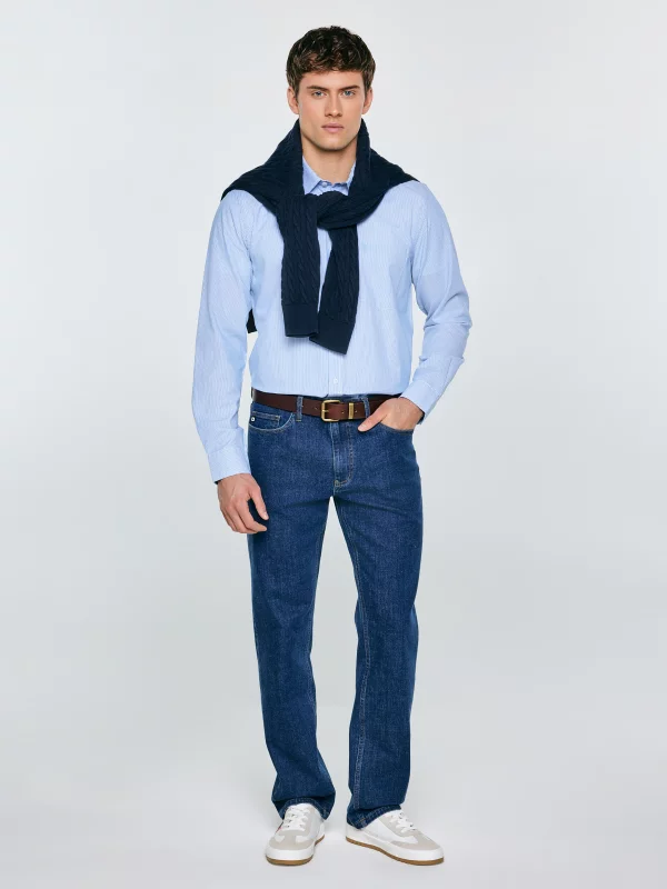 Koszula męska w prążek błękitna Cosiser 401