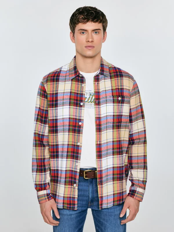 Koszula męska flanelowa wielokolorowa Flaneno 603