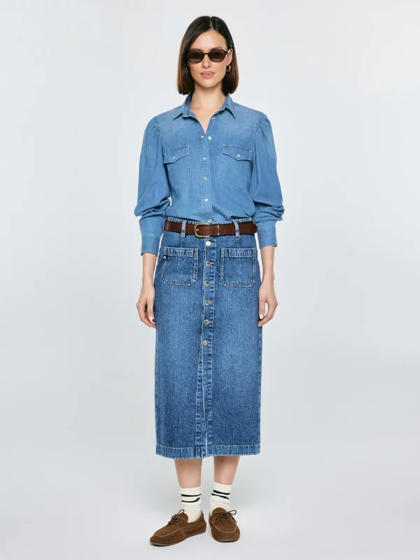 Spódnica damska midi jeansowa granatowa Gaia 627