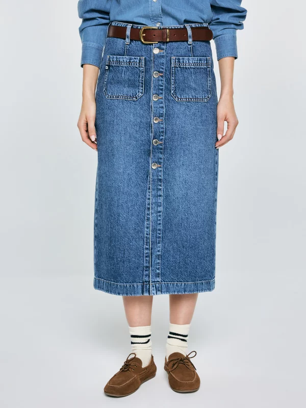 Spódnica damska midi jeansowa granatowa Gaia 627