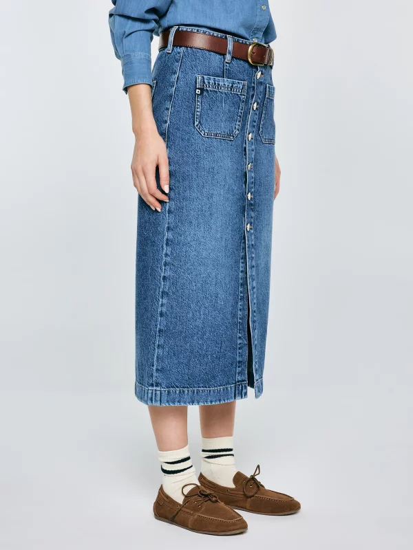 Spódnica damska midi jeansowa granatowa Gaia 627