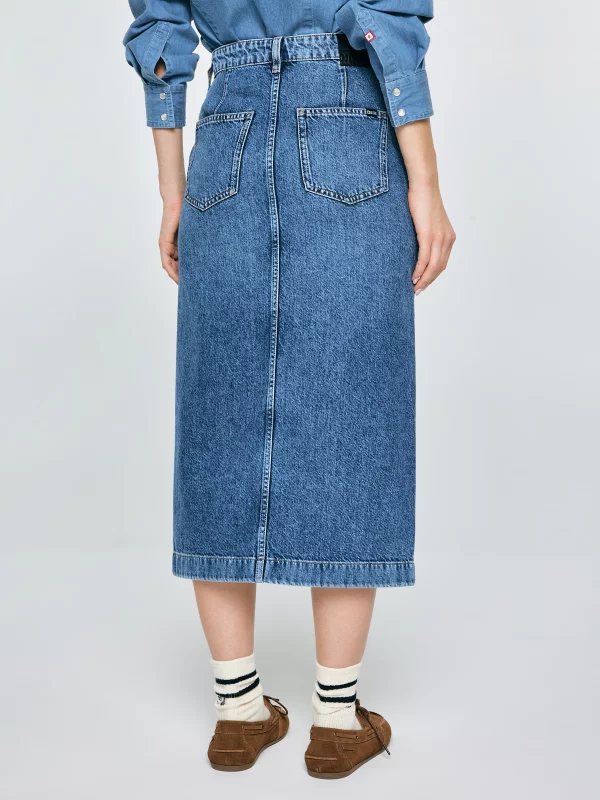 Spódnica damska midi jeansowa granatowa Gaia 627