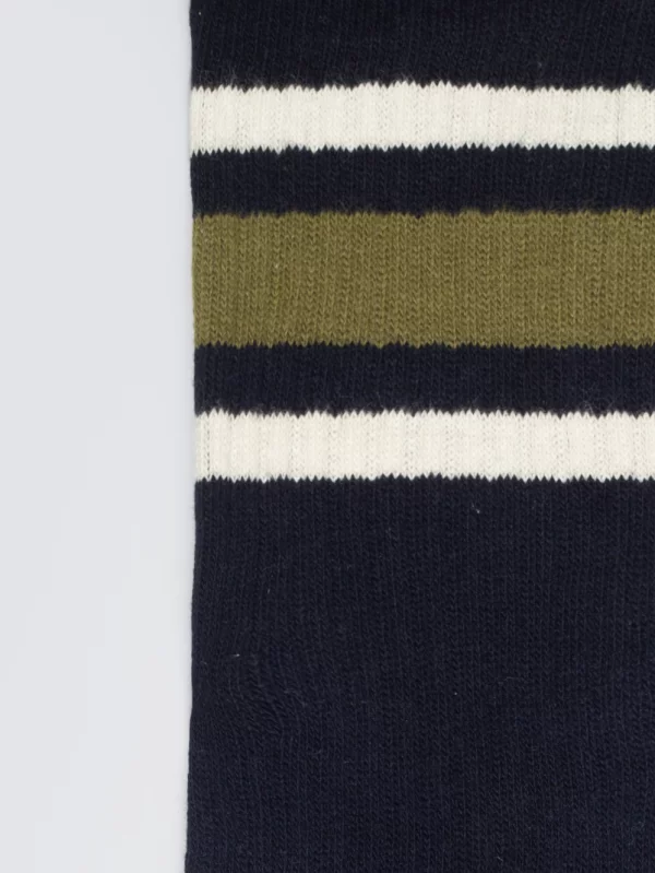 Skarpety męskie z paskami granatowe Rajanold 403