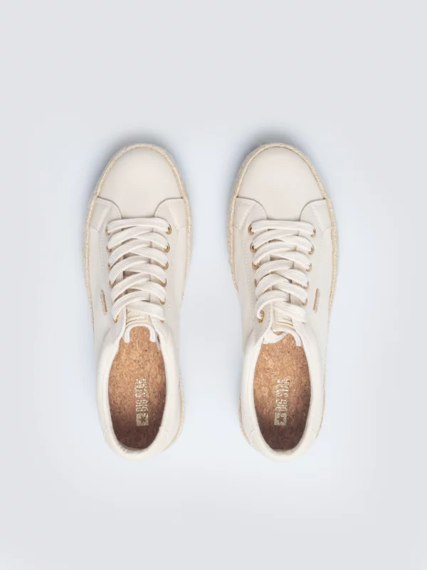 Trampki damskie na podwyższonej podeszwie beżowe TT274350 801