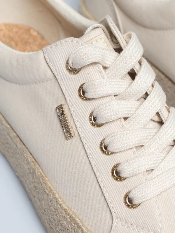 Trampki damskie na podwyższonej podeszwie beżowe TT274350 801