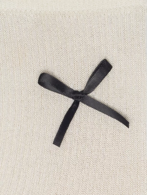 Skarpety dziewczęce z ozdobną kokardką kremowe Natasza 100