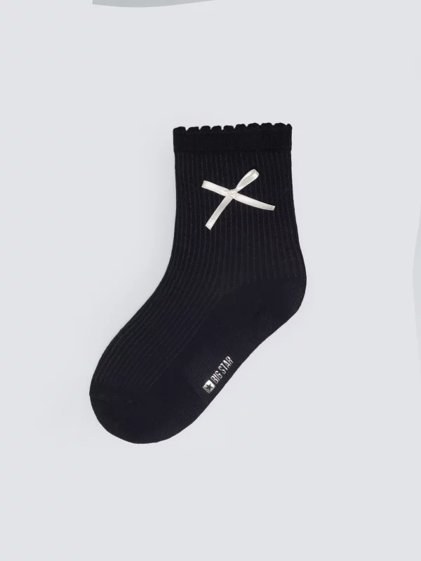 Skarpety dziewczęce z ozdobną kokardką czarne Natasza 906