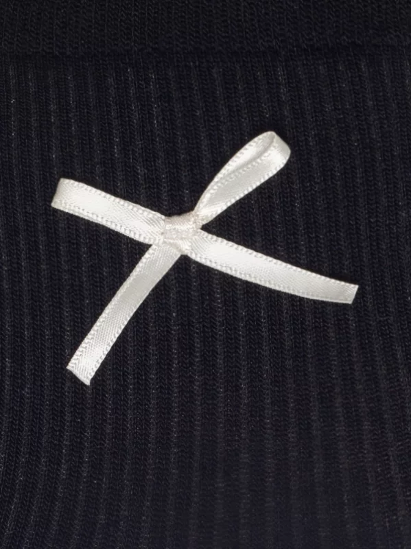 Skarpety dziewczęce z ozdobną kokardką czarne Natasza 906