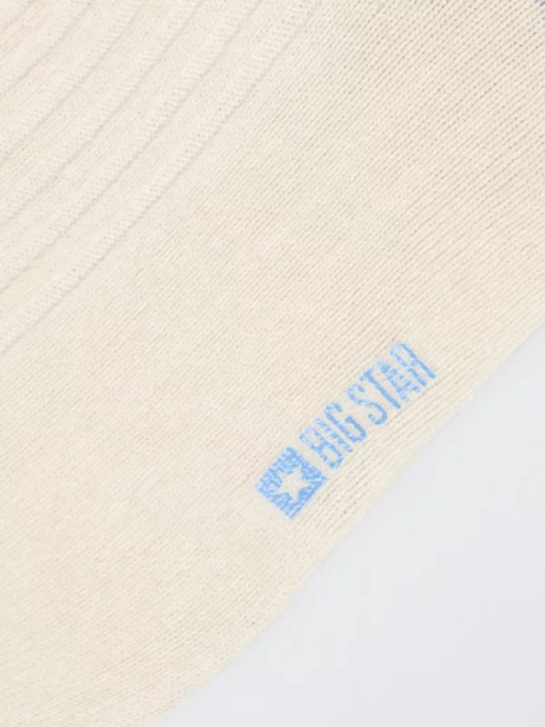 Skarpety chłopięce kremowe z niebieskim akcentem Michu 402