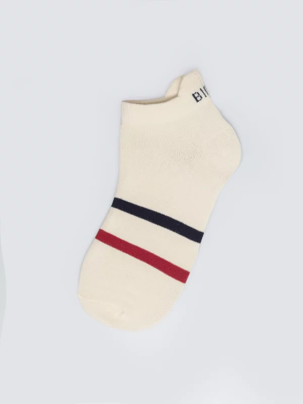 Stopki męskie z dwoma paskami białe Sherlock 100