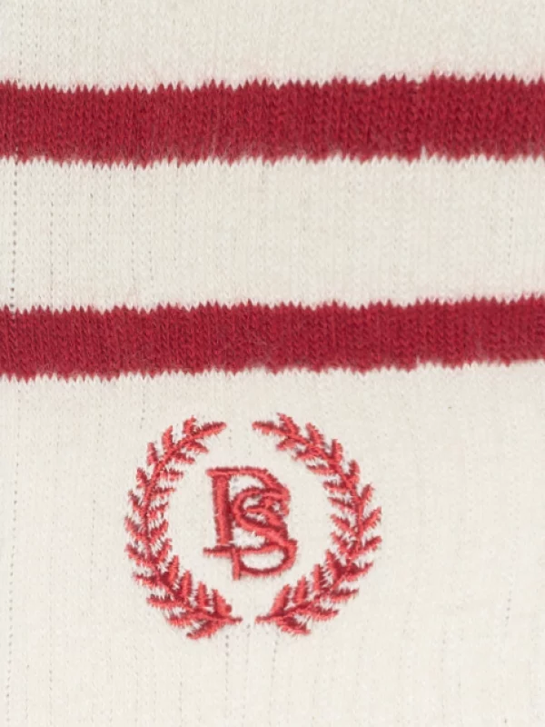 Skarpety damskie białe z czerwonymi paskami Prepaliana 603