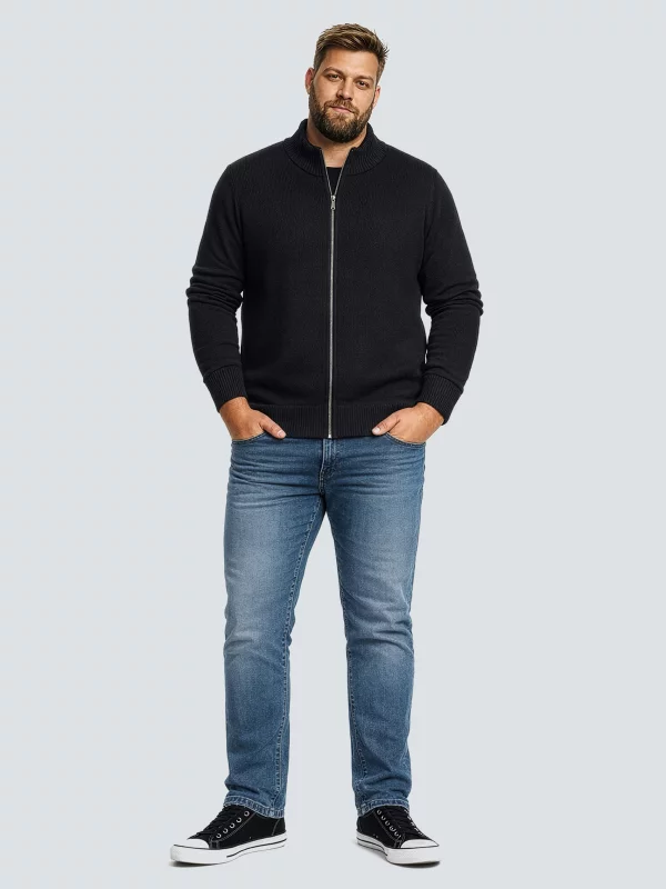 Sweter męski rozpinany ze stójką czarny Anton 906