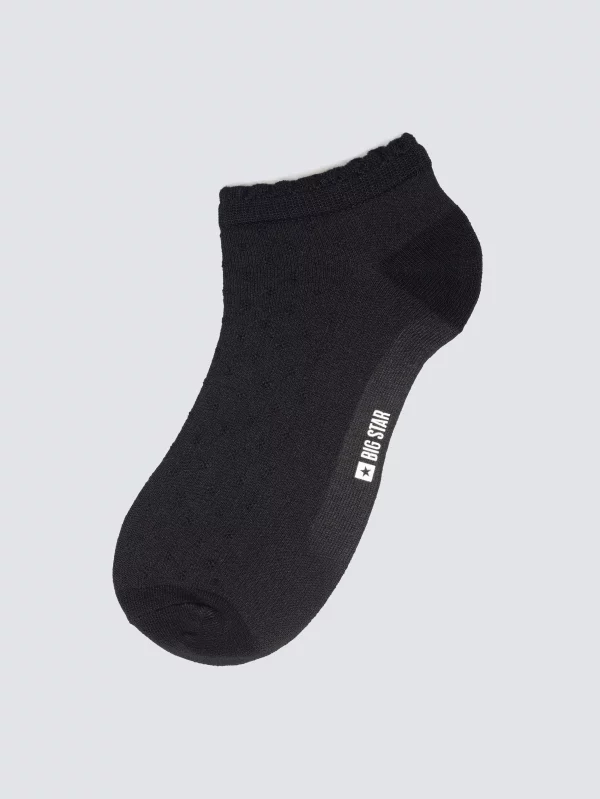 Stopki damskie z ozdobną falbanką z wiskozy czarne Casandra 906