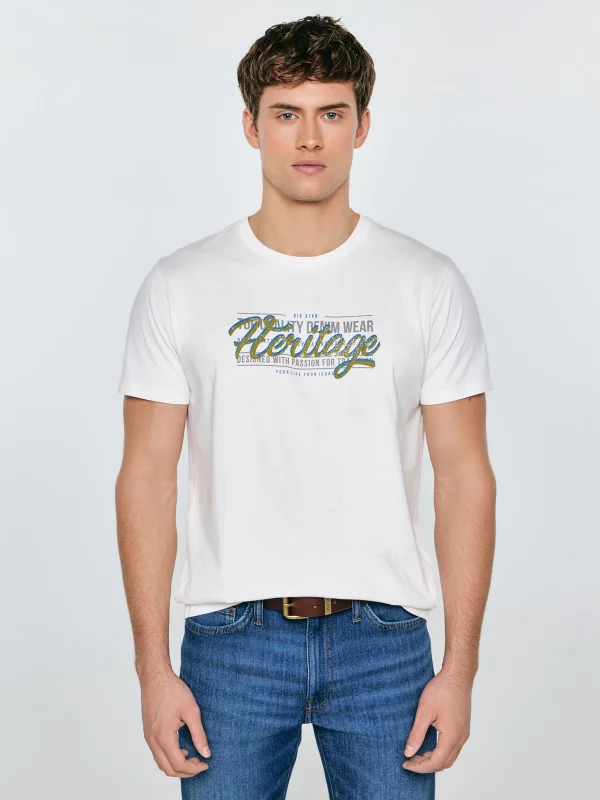 Koszulka męska z nadrukiem biała Keren 100