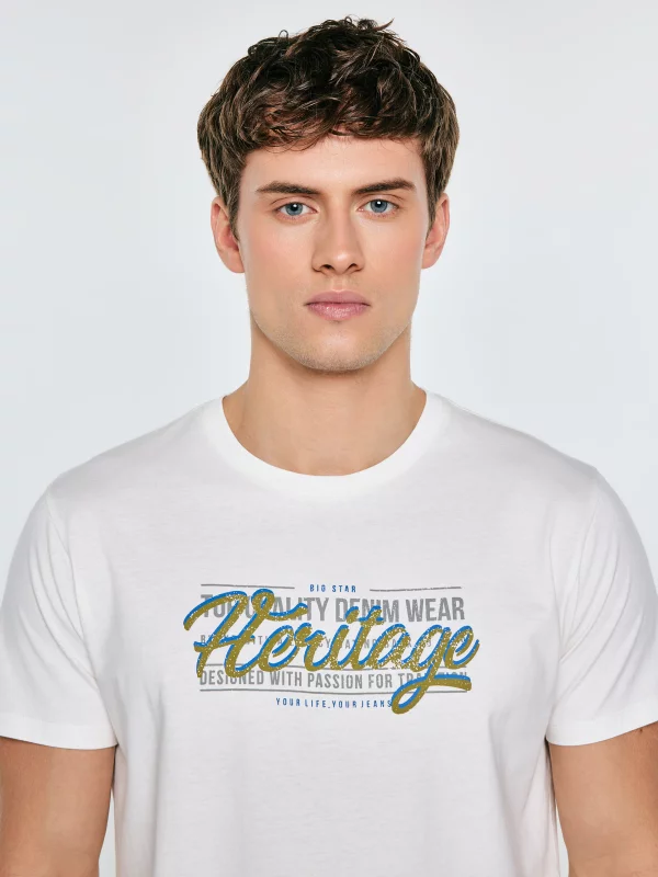 Koszulka męska z nadrukiem biała Keren 100