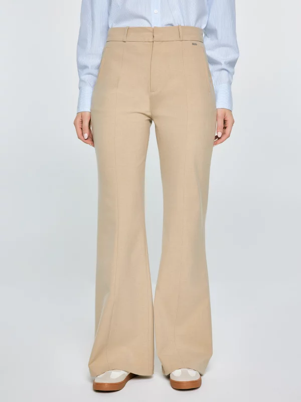 Spodnie damskie z szeroką nogawką beżowe Mabela 801