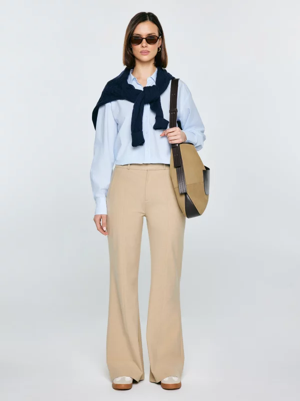 Spodnie damskie z szeroką nogawką beżowe Mabela 801