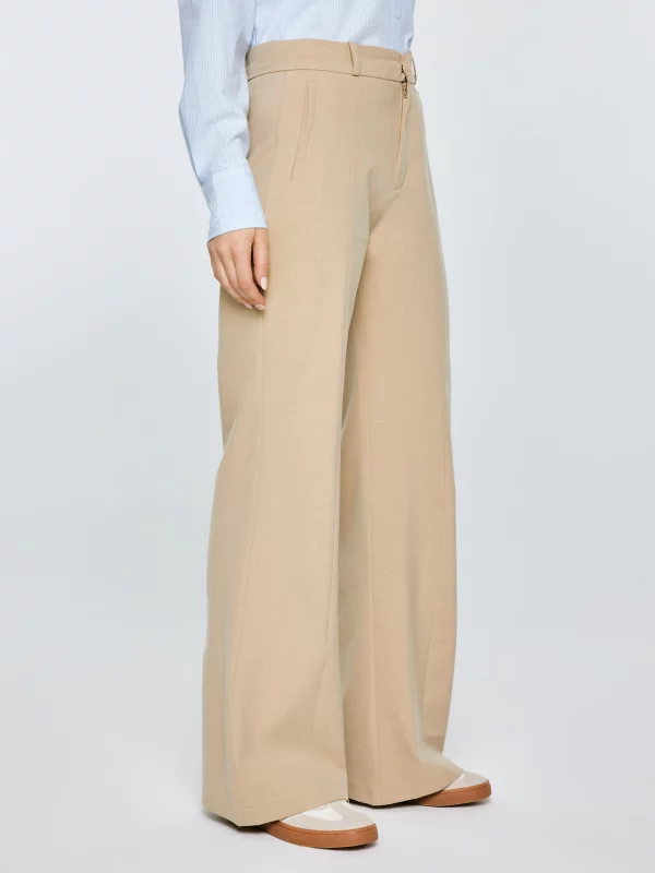 Spodnie damskie z szeroką nogawką beżowe Mabela 801