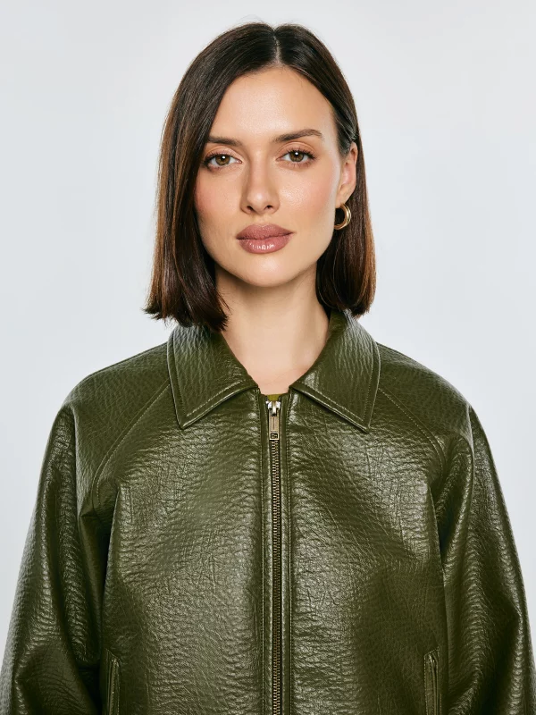 Kurtka damska ze skóry ekologicznej zielona Mackenzie 301