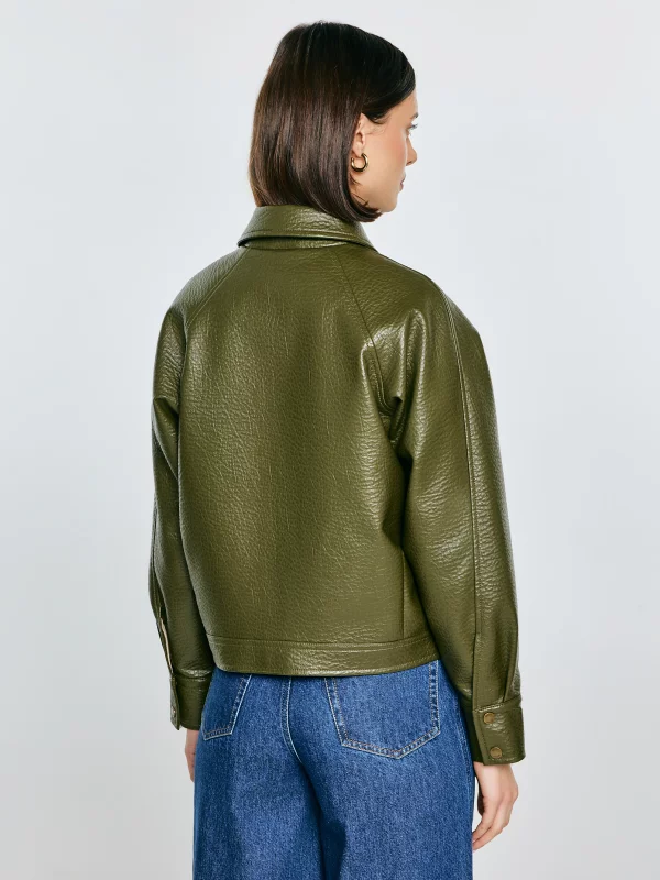 Kurtka damska ze skóry ekologicznej zielona Mackenzie 301