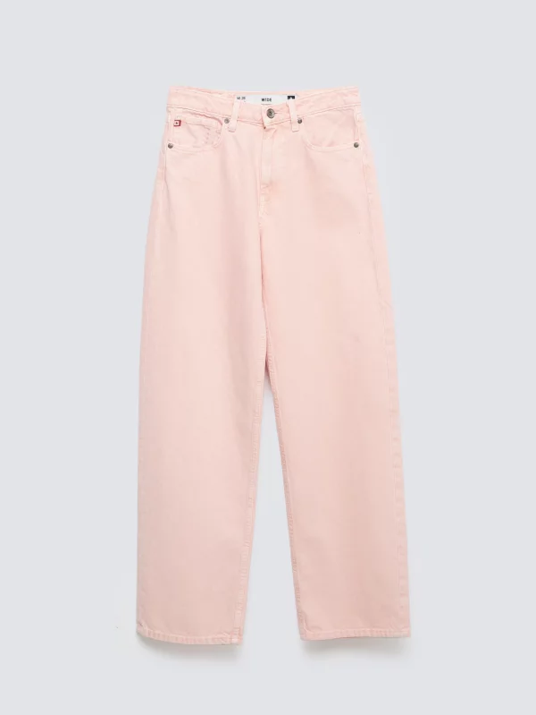Jeansy damskie z prostą nogawką różowe Meg 601