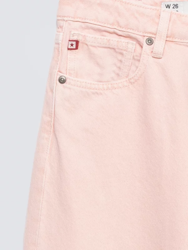 Jeansy damskie z prostą nogawką różowe Meg 601