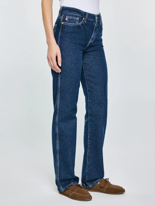 Jeansy damskie z prostą nogawką granatowe Myrra 545