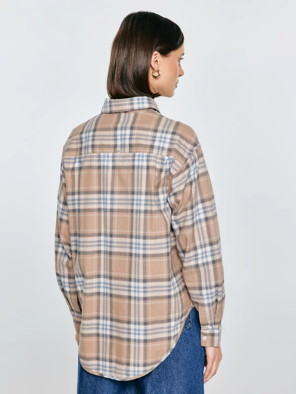 Koszula damska flanelowa w kratę beżowa Notina 801