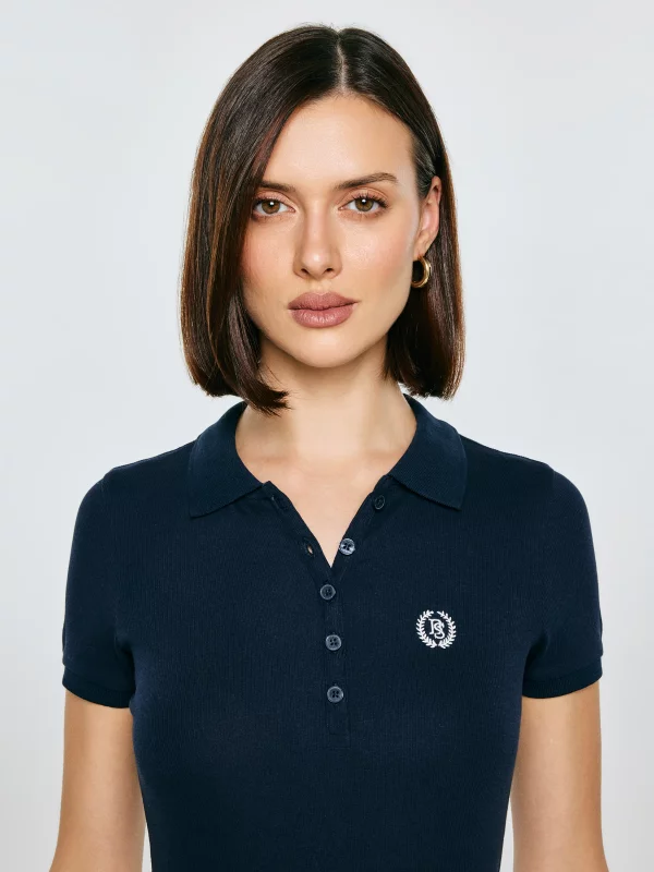 Koszulka damska polo w prążek granatowa Rella 403