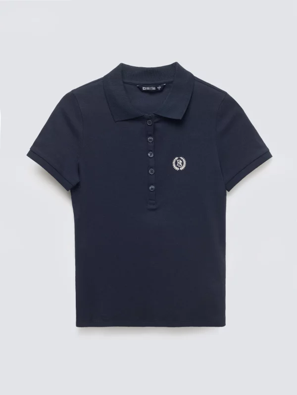 Koszulka damska polo w prążek granatowa Rella 403