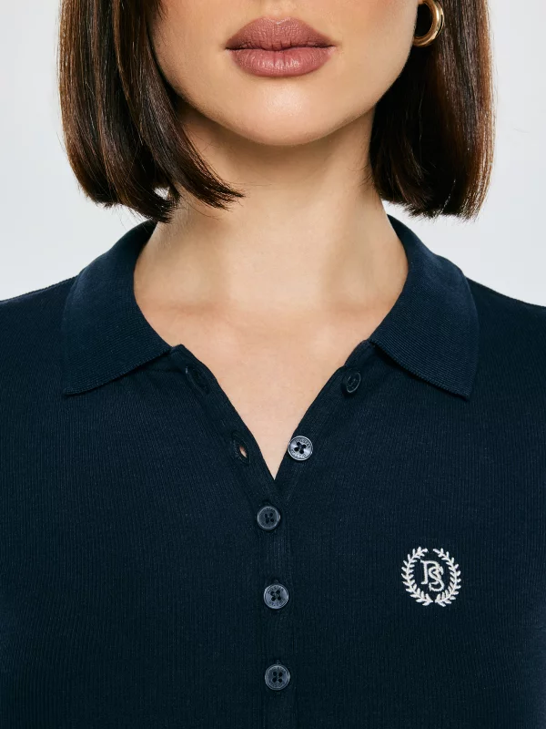 Koszulka damska polo w prążek granatowa Rella 403