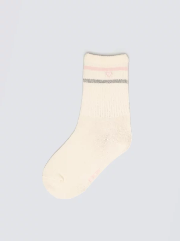 Skarpetki dziewczęce z kolorowymi paskami różowe Ruki 601