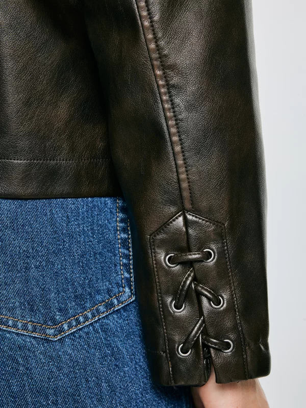 Kurtka damska ze skóry ekologicznej brązowa Sandrosa 804