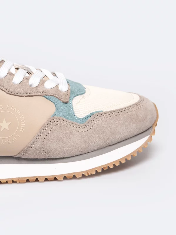 Sneakersy damskie z kolorowymi wstawkami beżowe RR274252 801