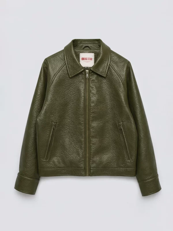 Kurtka damska ze skóry ekologicznej zielona Mackenzie 301