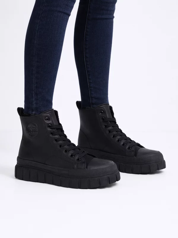 Trampki damskie wysokie czarne MM274625 906