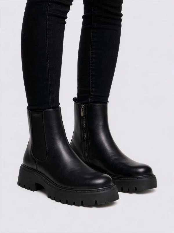 Botki damskie ze skóry ekologicznej czarne OO274167 906