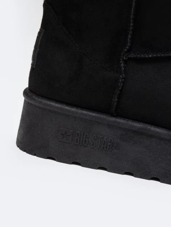 Śniegowce damskie na podwyższonej podeszwie wsuwane czarne OO274898 906