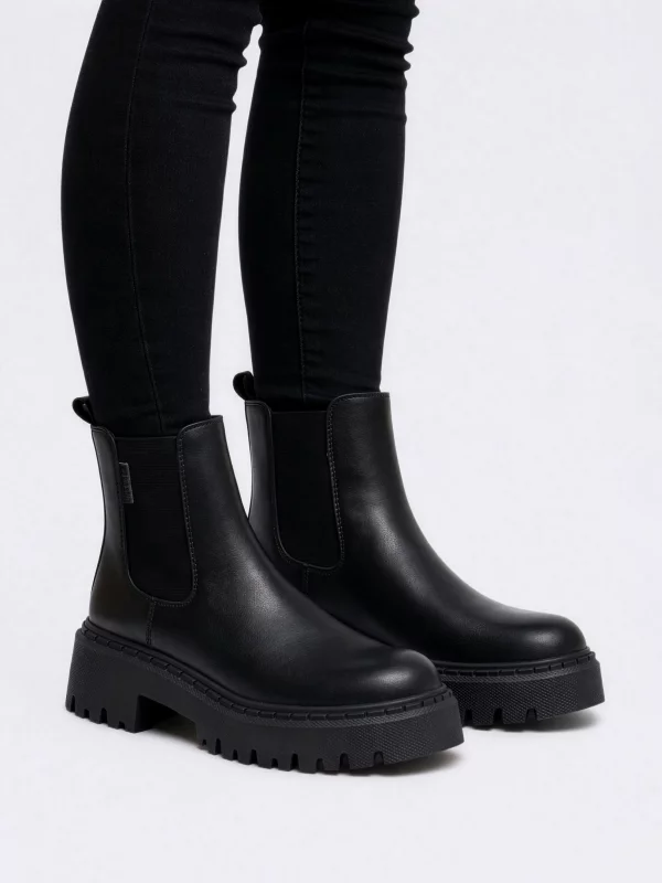 Botki damskie ze skóry naturalnej czarne SS274314 906