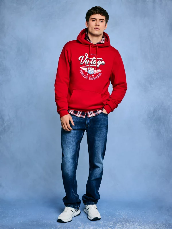 Bluza męska z kapturem z nadrukiem czerwona Luka 603