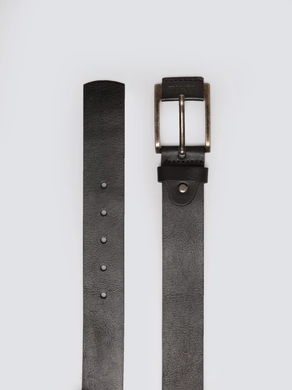 Pasek męski skórzany czarny Koren 906