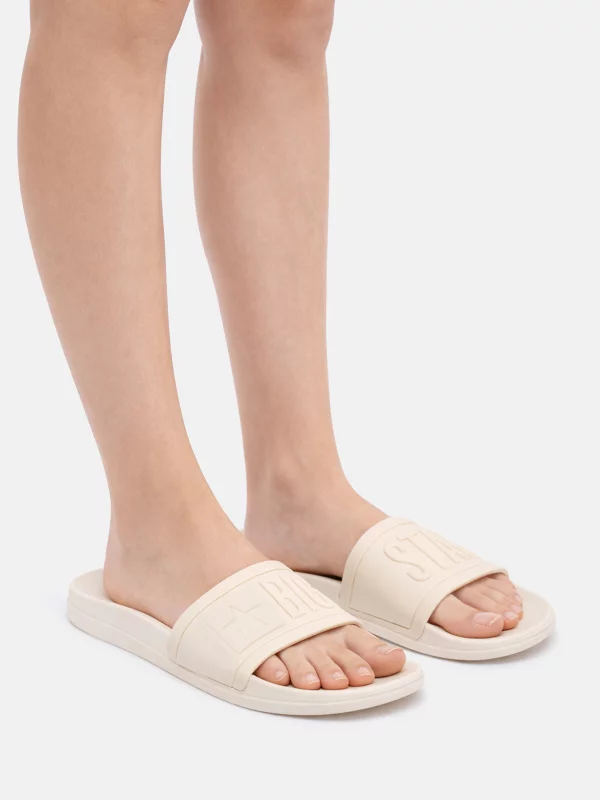 Klapki damskie plażowe beżowe NN274A667 800